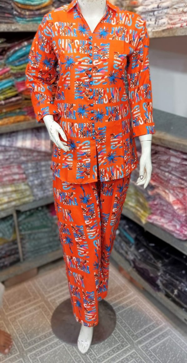 2 Pcs Women’s Stitched Printed Shirt And Trouser