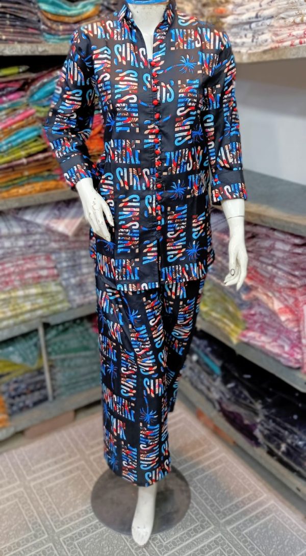 2 Pcs Women’s Stitched Printed Shirt And Trouser