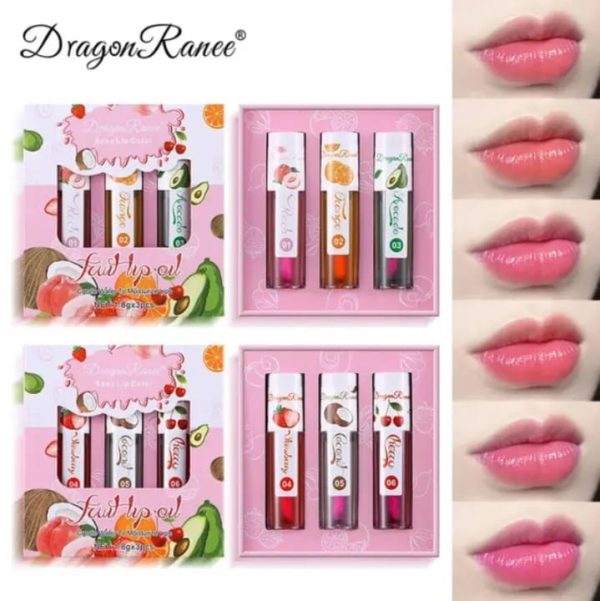 3 Pcs Dragon Ranee Natural Moisturizing & Long Lasting Lip Oil Lip Care Oil