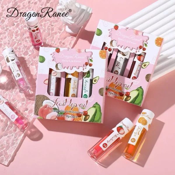 3 Pcs Dragon Ranee Natural Moisturizing & Long Lasting Lip Oil Lip Care Oil