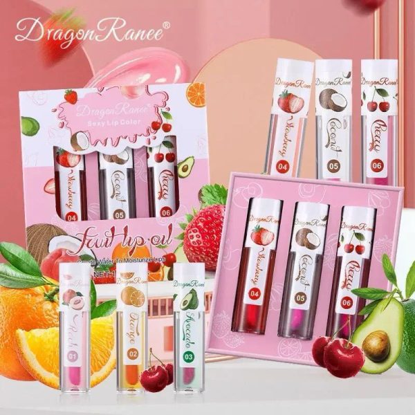 3 Pcs Dragon Ranee Natural Moisturizing & Long Lasting Lip Oil Lip Care Oil