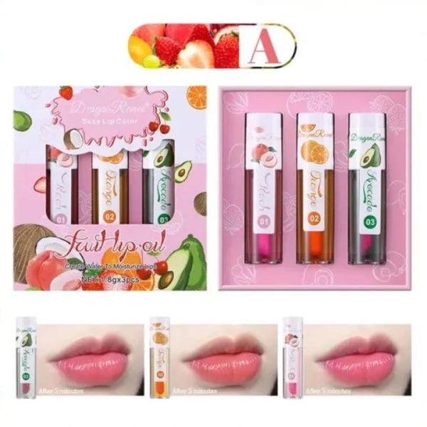 3 Pcs Dragon Ranee Natural Moisturizing & Long Lasting Lip Oil Lip Care Oil