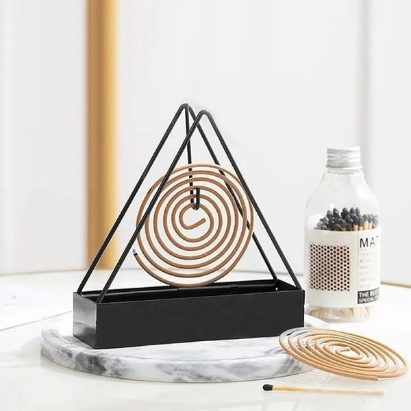 Mosquito Coil Holder Incense Burner Decorative Ornament Craft Triangle (black)