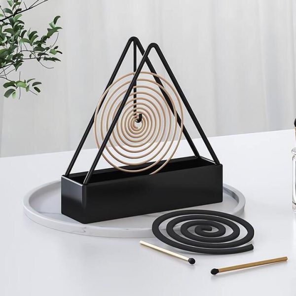 Mosquito Coil Holder Incense Burner Decorative Ornament Craft Triangle (black)