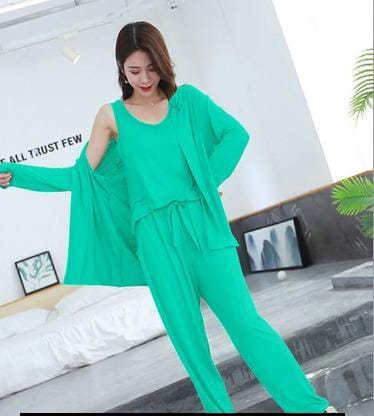 Blue Cotton Jersey Night Suit For Women