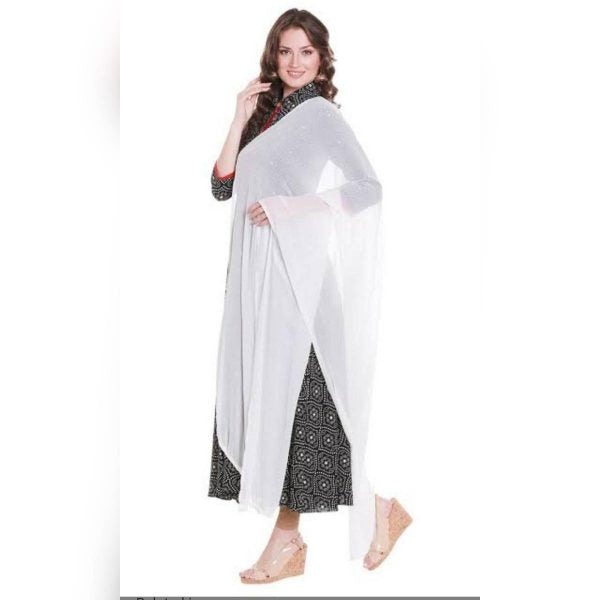 Plain Crinkle Chiffon Dupatta White