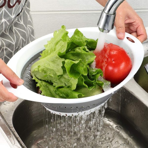 ( 1 Piece ) Plastic Kitchen Drain Basket Collapsible Fruit And Vegetable Baskets ( Random Color )