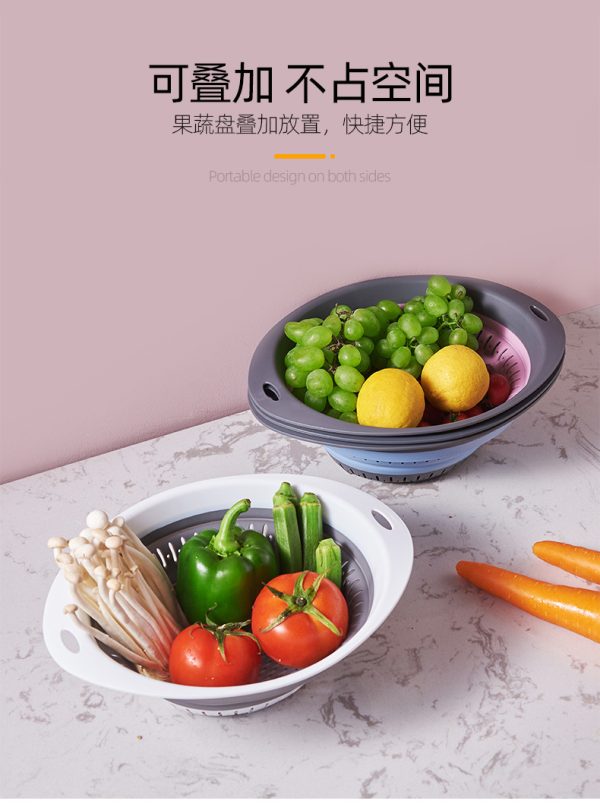 ( 1 Piece ) Plastic Kitchen Drain Basket Collapsible Fruit And Vegetable Baskets ( Random Color )